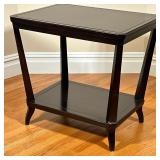 Dark Wood Side Table | The top with canted corners, with lower open shelf. - l. 28 x w. 21 x h. 26.2