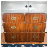 Campaign Style Dresser | With two half-drawers over two full-width drawers. - l. 39 x w. 19 x h. 30.