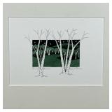 Darryl V. Storrs Lithograph | Evening Birches, titled and pencil signed lower margins, matted in a g