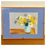 Mixed Media Still Life | Flowers in a vase, pastel / mixed media on paper, pencil signed lower right
