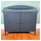 Blue Painted Side Cabinet | Contemporary country chic, having bead board cabinet doors before two sh