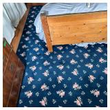 Overall Patterned Carpet | Overall pink rose pattern on a dark navy blue ground. - l. 9.75 x w. 9 ft