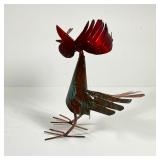 Decorative Copper Rooster | Enameled and pressed metal rooster figure. - l. 8.75 x w. 5.5 x h. 11.25