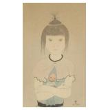 LEONARD TSUGUHARU FOUJITA (JAPANESE/FRENCH, 1886-1968) | Girl with doll Print on paper. h. 16.5 x 10
