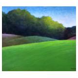 JOAN DIAMANT (AMERICAN, 1924-2015) | Green Hill. Oil on canvas. 16 x 20 in. Signed lower left, signe