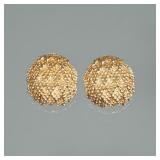 PAIR 14K GOLD EARRINGS | Designed as molded and engraved pattern 14 karat gold ear clip earrings; 0.