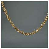 18K GOLD CHAIN | 18k yellow gold chain with alternating textured hollow links, stamped "750" on the 