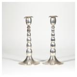 (2pc) PAIR CONTINENTAL SILVER CANDLESTICKS | 800 silver candlestick holders with detachable octagona