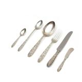 (85pc) STIEFF CHRYSANTHEMUM STERLING FLATWARE | Partial sterling silver flatware service in the Chry