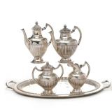 (5pc) GERMAN SILVER TEA & COFFEE SET | German 800 silver coffee and tea service comprising a coffee 