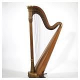 LYON & HEALY MODEL 413 HARP | Antique American harp with decorative column having carved gilt termin