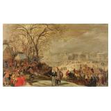 HENDRICK AVERCAMP (1585-1634) | Winter village scene. Oil on board. 18 x 30.5 in., braced board - w.