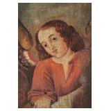 SPANISH/ COLONIAL SCHOOL (16TH/17TH CENTURY) | 3/4 Portrait of a Winged Boy, Fragment oil on canvas 