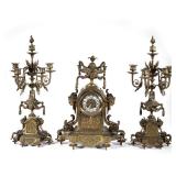(3pc) G. PHILIPPE FRENCH BRONZE CLOCK GARNITURE | Including a clock, marked "G. Philippe" on the mov