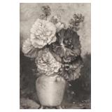 JAMES D. SMILLIE (AMERICAN, 1833-1909) | Double Hollyhocks, 1889. Etching/mezzotint and drypoint Pla