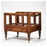 ANTIQUE WOOD CANTERBURY | Having four equal partitions with curved top over a full-width drawer with