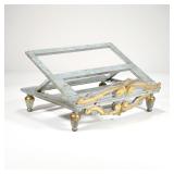 ANTIQUE GILT CARVED BOOK STAND / LECTERN | With old blue paint and carved gilt scroll work - l. 15 x