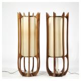 PAIR MODELINE MID CENTURY LAMPS | Of large size - h. 38.5 x dia. 14 in.