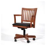 THOMAS MOSER OFFICE CHAIR | Auburn, ME circa 2005; office armchair with adjustable height, black lea