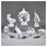 ANDREA SPADINI (ITALIAN, 1912-1983) CIRCUS BEARS | Depicting sculpted white bears balancing blue gla