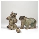 (3pc) KNUD KYHN ROYAL COPENHAGEN BEARS | Mid-century glazed porcelain bear figures by Knud Kyhn for 