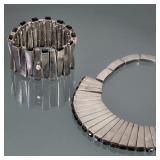 (2pc) ANTONIO PINEDA MATCHSTICK NECKLACE & BRACELET | Antonio Pineda "matchstick" obsidian and silve