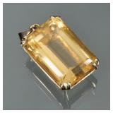 A LARGE RECTANGULAR CUT CITRINE PENDANT | Designed as a ( x 18.4 x 13.6 mm) set in (tested to) 14k g