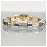 DIAMOND & 14K GOLD LINK BRACELET | Designed as links of (tested to) 14k yellow gold mounting double-