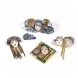 (4pc) VINTAGE WENDY GELL JEWELRY | Including pins with faces, etc.