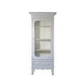 PIERRE DEUX HUTCH | Light blue painted glass door hutch having 4 shelves over small drawer - l. 36 x