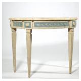 PIERRE DEUX HALF TABLE | Wooden PIERRE DUEX table with some wood chipping but in good condition. - l