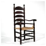 19TH C. BANNISTER BACK CHAIR | Late 19th/ E 20th C. Bannister back armchair, sausage turnings, spind