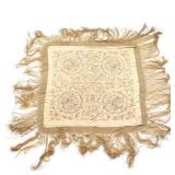 ANTIQUE CHINESE SILK EMBROIDERED SHAWL | ecorated with phoenix birds, insects, and flowers, with cro