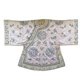 CHINESE SILK EMBROIDERED ROBE | Framed; robe approx. 41 x 60 in. - w. 68 x h. 47 in. (frame)