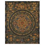 BUDDHIST MANDALA THANKGA PAINTING | Tibetan Buddhist Thangka painting. Sight 22.5 x 17.25 in. In gil