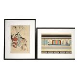(2pc) JAPANESE WOODBLOCK PRINTS | Including Muzino Toshikata (1866-1908) print depicting three femal