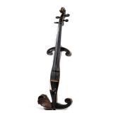 19TH C. PRACTICE VIOLIN | Circa late 19th century black painted wood practice violin, with an Aubert
