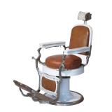 KOKEN ROUND SEAT ANTIQUE BARBERS CHAIR (2 OF 2) | c. 1910, one of a matched pair.