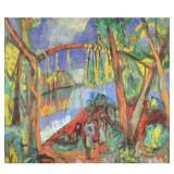 BRUNO KRAUSKOPF (1892-1960) | Untitled. Oil on canvas. 29 x 35 in. stretcher. Showing figures in a c