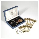 (21pc) RUSSIAN GILT & ENAMEL SILVER SPOONS | Including a four piece silver and enamel tea spoon set,