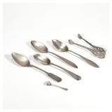 (6pc) SILVER FLATWARE| Including four silver tablespoons each with different continental hallmarks, 