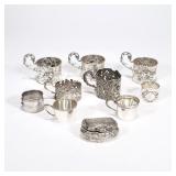 (13pc) SMALL CONTINENTAL SILVER ITEMS | 800 silver, each with fineness mark, including a set of 3 cu