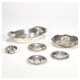 (7pc) MISC. STERLING & OTHER SILVER | 800 and sterling silver, including an 835 hammered oval dish (