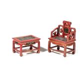 (2pc) NATASHA MINIATURE CHINOISERIE CHAIR & TABLE