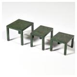 (3pc) MINIATURE NESTING TABLES | Signed with conjoined initials "LC" - l. 2.25 x h. 1.75 in. (larges
