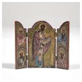 NATASHA MINIATURE ICON | Dollhouse miniature Russian icon tabletop display with three hand painted p