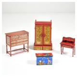 (4pc) PAINTED MINIATURE FURNITURE | Including two pieces signed "J.H. Chase / Wallingford VT / 76 / 