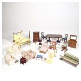 MISC. DOLLHOUSE MINIATURE FURNITURE | A collection of miniature dollhouse furniture, including: a br