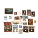 DOLLHOUSE FRAMED ART | Dollhouse miniature framed art, most are reproductions, including a needlepoi