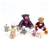 (10pc) STEIFF & OTHER MINIATURE STUFFED ANIMALS | Including: a miniature Steiff purple stuffed bear,